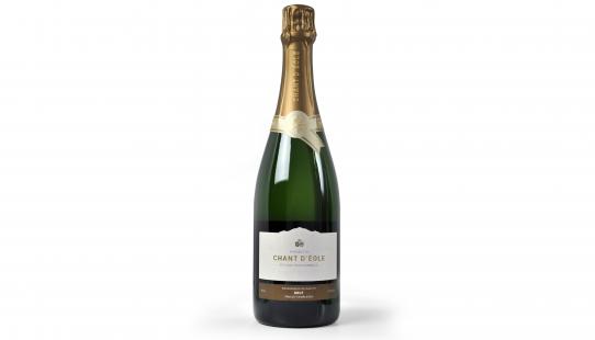Chant d'Éole brut wijnfles met etiket voorkant