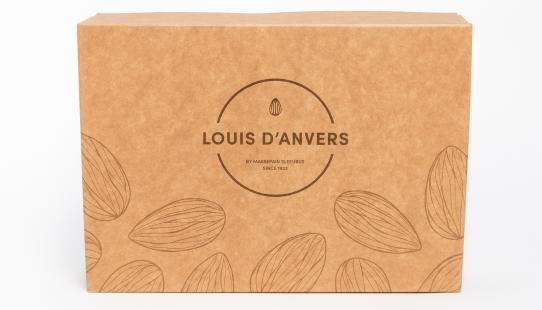 Louis d’Anvers Box 1 kg kartonnen doos met 1 kg artisanale pralines gevuld met marsepein