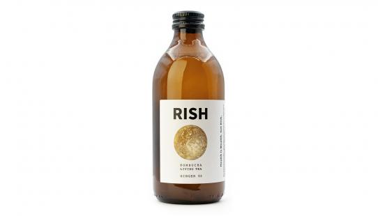 Rish Kombucha Ginger glazen fles 33 cl alcoholvrije gefermenteerde drank