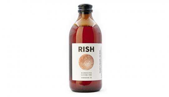 Rish Kombucha Hibiscus glazen fles 33 cl alcoholvrije gefermenteerde drank