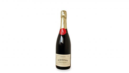 Schorpion Chardonnay brut wijnfles met etiket voorkant