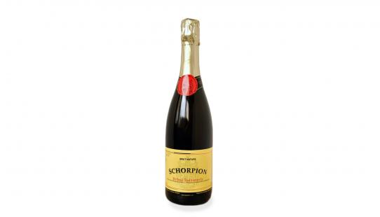 Schorpion ‘Or’ brut nature bouteille de vin avec étiquette