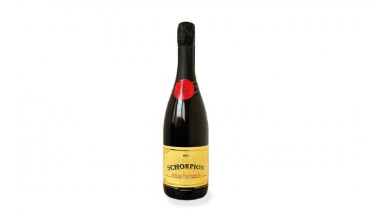 Schorpion ‘Noir’ brut bouteille de vin avec étiquette