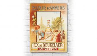 Plaque murale ‘Elixir d’Anvers’ - 1900 plaque murale rétro avec l’authentique affiche belge d’Elixir d’Anvers en aluminium taille 30 par 40 cm