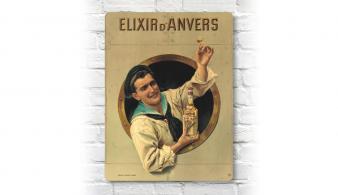 Plaque murale ‘Elixir d’Anvers’ - Baron Bracht plaque murale rétro avec l’authentique affiche belge d’Elixir d’Anvers en aluminium taille 30 par 40 cm