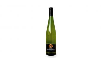 Pinot Gris Aldeneyck glazen wijnfles met etiket voorkant