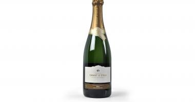 Chant d'Éole brut wijnfles met etiket voorkant