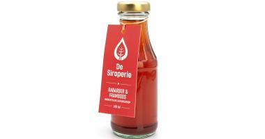 De Siroperie Rhubarbe & framboise bouteille en verre 240 ml