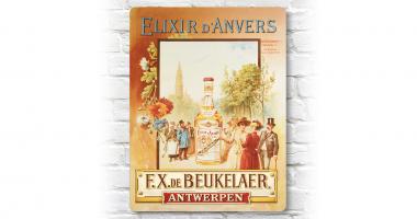 Muurbord ‘Elixir d’Anvers’ - 1900 retro muurbord met authentiek Belgische affiche van Elixir d’Anvers in aluminium formaat 30 op 40 cm