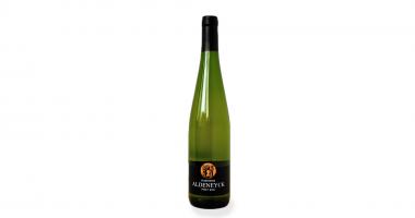 Pinot Gris Aldeneyck glazen wijnfles met etiket voorkant